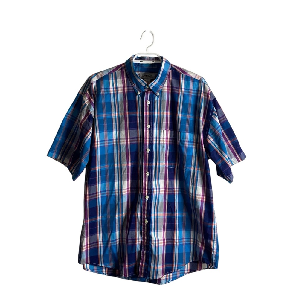 Sun River Men's Vibrant Blue Casual Button-Down Wrinkle Resistant Plaid Shirt